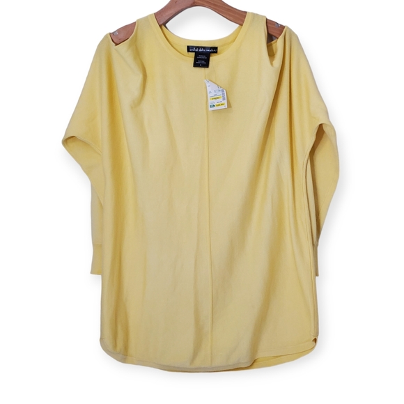 United States Sweaters Coldshoulder Ribbed 3/4 Sleeves and Hemline 🆕️✨️sz LG - Picture 1 of 9